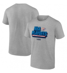 Men's Oklahoma City Thunder Heather Gray 2024 Playoffs Defensive Stance T-Shirt