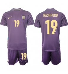 Men's England #19 Marcus Rashford 2024-25 Purple Away Soccer Jersey Suit