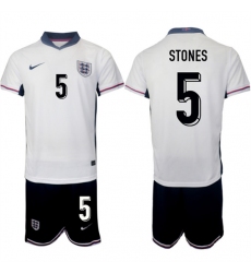 Men's England #5 John Stones 2024-25 White Home Soccer Jersey Suit