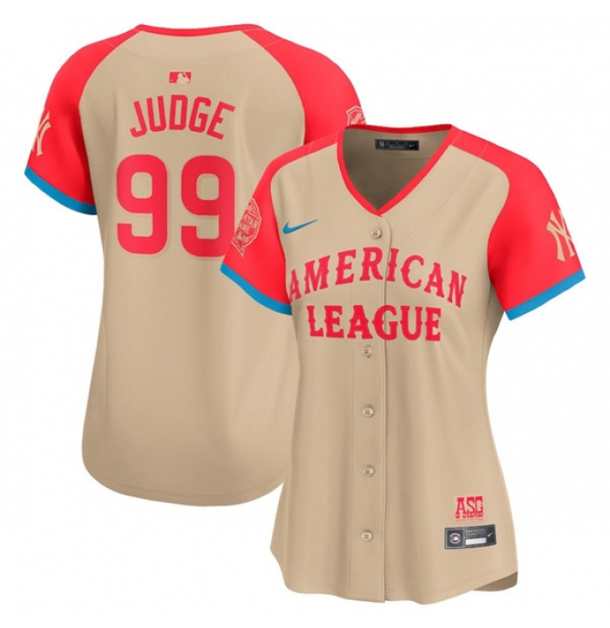 Women's American League #99 Aaron Judge Cream 2024 All-Star Limited Stitched Baseball Jersey(Run Small)