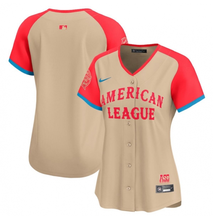 Women's American League Blank Cream 2024 All-Star Limited Stitched Baseball Jersey(Run Small)