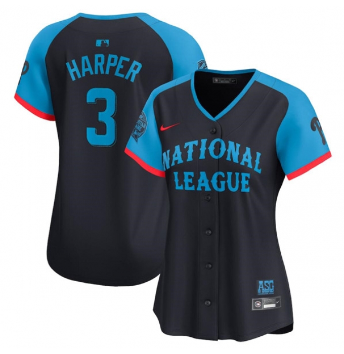 Women's National League #3 Bryce Harper Navy 2024 All-Star Limited Stitched Baseball Jersey(Run Small)