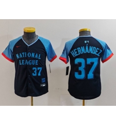 Youth Los Angeles Dodgers #37 Teoscar Hernandez Number Navy 2024 All Star Limited Stitched Jersey