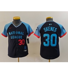 Youth Pittsburgh Pirates #30 Paul Skenes Number Navy 2024 All Star Limited Stitched Jersey