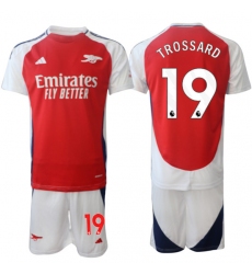 Men's Arsenal F.C #19 Leandro Trossard 2024 Red Home Soccer Jersey Suit