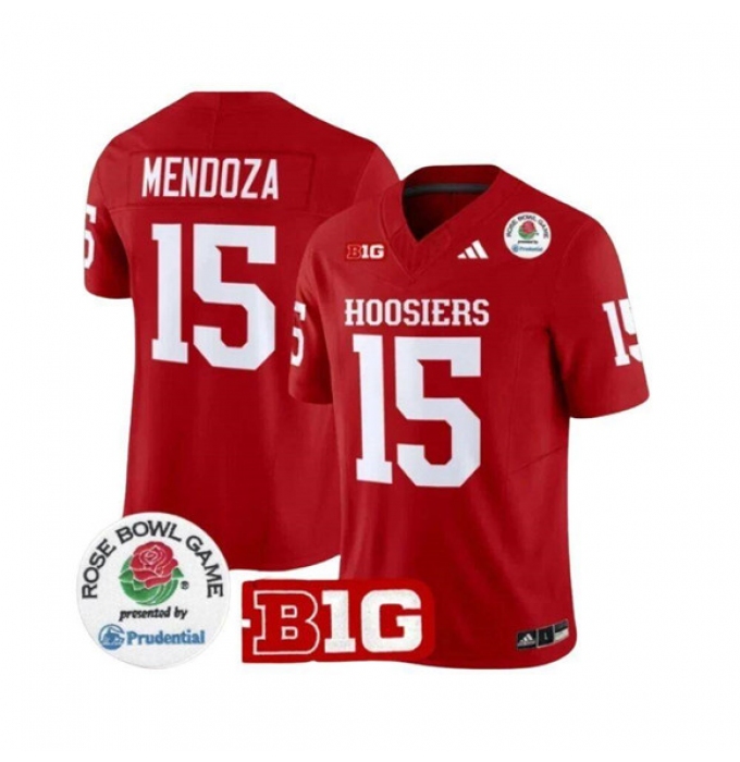Men's Indiana Hoosiers #15 Fernando Mendoza 2025 F.U.S.E. Rose Bowl Red Stitched Jersey
