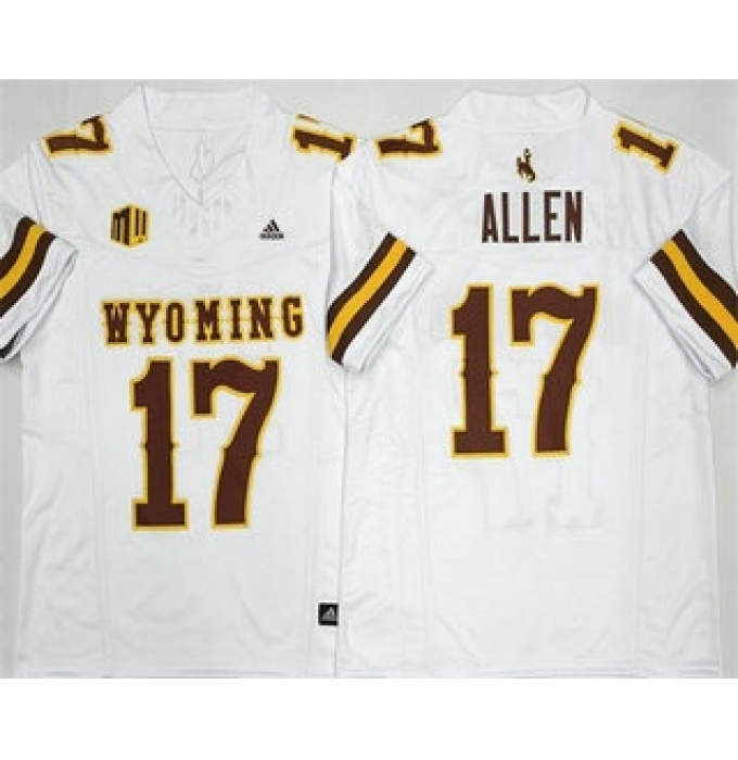 Men's Wyoming Cowboys #17 Josh Allen Limited White FUSE College Football Jersey
