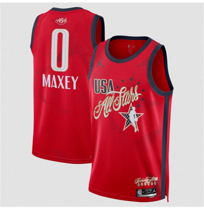 Men's 2026 All-Star #0 Tyrese Maxey Red Stitched Basketball Jersey