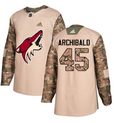 Youth Adidas Arizona Coyotes #45 Josh Archibald Authentic Camo Veterans Day Practice NHL Jersey