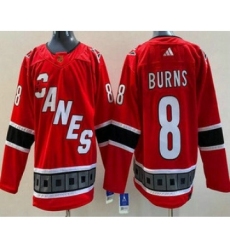 Men's Carolina Hurricanes #8 Brent Burns Red 2022 Reverse Retro Authentic Jersey