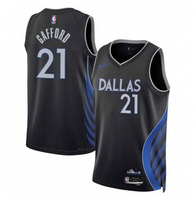 Men's Dallas Mavericks #21 Daniel Gafford Black 2025-26 City Edition Stitched Basketball Jersey