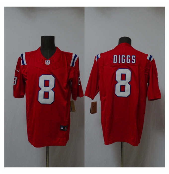 Men's New England Patriots #8 Stefon Diggs Red 2025 Vapor Limited Stitched Jersey