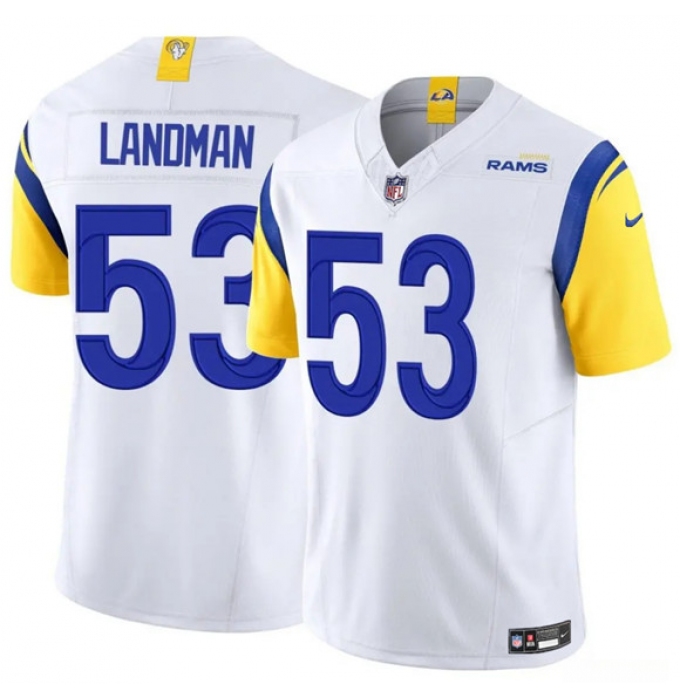 Men's Los Angeles Rams #53 Nate Landman White 2025 F.U.S.E. Vapor Untouchable Football Stitched Jersey