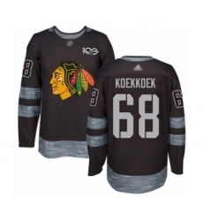 Men's Chicago Blackhawks #68 Slater Koekkoek Authentic Black 1917-2017 100th Anniversary Hockey Jersey