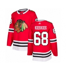 Men's Chicago Blackhawks #68 Slater Koekkoek Authentic Red Home Hockey Jersey