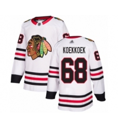 Men's Chicago Blackhawks #68 Slater Koekkoek Authentic White Away Hockey Jersey