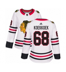 Women's Chicago Blackhawks #68 Slater Koekkoek Authentic White Away Hockey Jersey