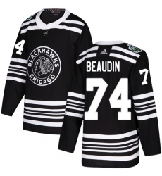 Youth Adidas Chicago Blackhawks #74 Nicolas Beaudin Authentic Black 2019 Winter Classic NHL Jersey