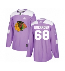 Youth Chicago Blackhawks #68 Slater Koekkoek Authentic Purple Fights Cancer Practice Hockey Jersey