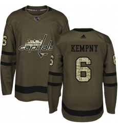 Men's Adidas Washington Capitals #6 Michal Kempny Authentic Green Salute to Service NHL Jersey