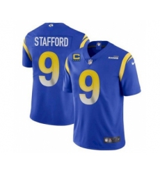Men's Los Angeles Rams 2022 #9 Matthew Stafford Blue With 4-star C Patch Stitched NFL Jersey