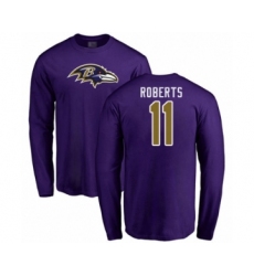 Football Baltimore Ravens #11 Seth Roberts Purple Name & Number Logo Long Sleeve T-Shirt