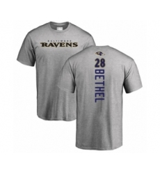 Football Baltimore Ravens #28 Justin Bethel Ash Backer T-Shirt