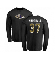 Football Baltimore Ravens #37 Iman Marshall Black Name & Number Logo Long Sleeve T-Shirt