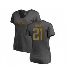 Football Women's Baltimore Ravens #21 Tyler Ervin Ash One Color T-Shirt