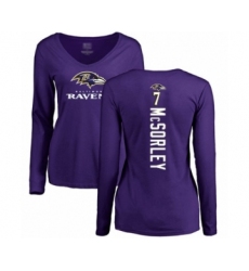 Football Women's Baltimore Ravens #7 Trace McSorley Purple Backer Long Sleeve T-Shirt