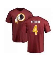 Football Washington Redskins #4 Case Keenum Maroon Name & Number Logo T-Shirt