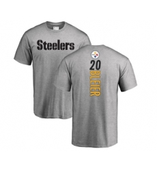 Football Pittsburgh Steelers #20 Rocky Bleier Ash Backer T-Shirt