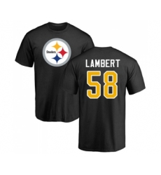 Football Pittsburgh Steelers #58 Jack Lambert Black Name & Number Logo T-Shirt