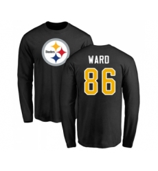 Football Pittsburgh Steelers #86 Hines Ward Black Name & Number Logo Long Sleeve T-Shirt