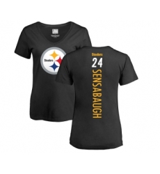 Football Women's Pittsburgh Steelers #24 Coty Sensabaugh Black Backer Slim Fit T-Shirt