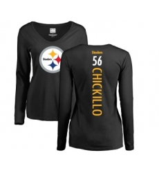 Football Women's Pittsburgh Steelers #56 Anthony Chickillo Black Backer Slim Fit Long Sleeve T-Shirt