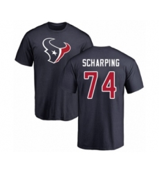 Football Houston Texans #74 Max Scharping Navy Blue Name & Number Logo T-Shirt