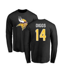 Football Minnesota Vikings #14 Stefon Diggs Black Name & Number Logo Long Sleeve T-Shirt