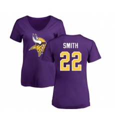 Football Women's Minnesota Vikings #22 Harrison Smith Purple Name & Number Logo Slim Fit T-Shirt