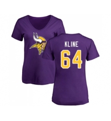 Football Women's Minnesota Vikings #64 Josh Kline Purple Name & Number Logo Slim Fit T-Shirt