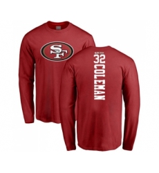 Football San Francisco 49ers #32 Tevin Coleman Red Backer Long Sleeve T-Shirt