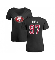 Football Women's San Francisco 49ers #97 Nick Bosa Black Name & Number Logo T-Shirt