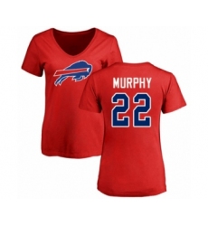 Football Women's Buffalo Bills #22 Marcus Murphy Red Name & Number Logo T-Shirt