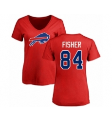 Football Women's Buffalo Bills #84 Jake Fisher Red Name & Number Logo T-Shirt