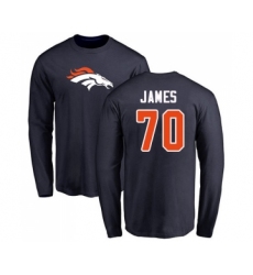 Football Denver Broncos #70 Ja'Wuan James Navy Blue Name & Number Logo Long Sleeve T-Shirt