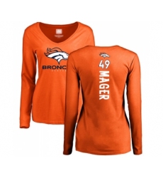 Football Women's Denver Broncos #49 Craig Mager Orange Backer Long Sleeve T-Shirt