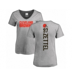 Football Women's Cleveland Browns #97 Anthony Zettel Ash Backer V-Neck T-Shirt