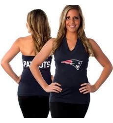 All Sport Couture New England Patriots Women's Blown Cover Halter Top - Navy Blue