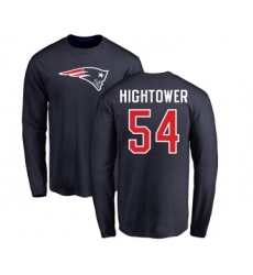 Football New England Patriots #54 Dont'a Hightower Navy Blue Name & Number Logo Long Sleeve T-Shirt