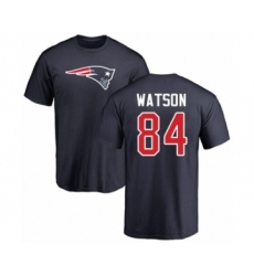 Football New England Patriots #84 Benjamin Watson Navy Blue Name & Number Logo T-Shirt